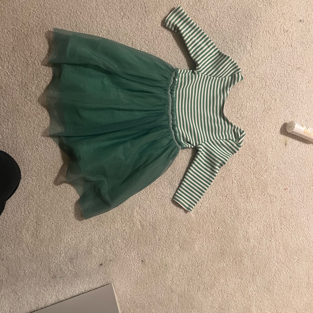Mini Boden Green Striped Tulle Party Dress
